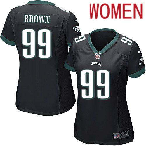 Women Philadelphia Eagles 99 Jerome Brown Nike Black Game NFL Jersey